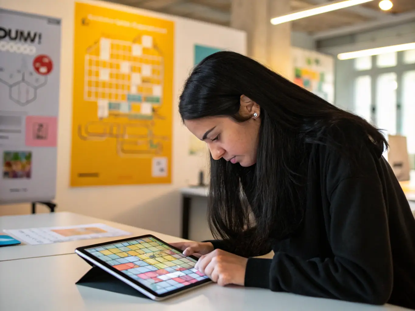 A vibrant image of a player immersed in a 熊猫体育 puzzle game, showcasing the platform's user-friendly interface and engaging gameplay.